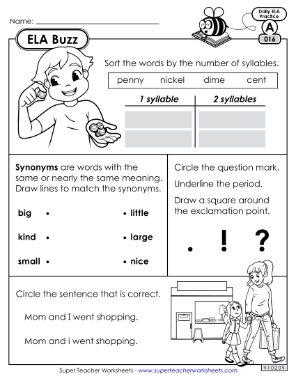 ELA Buzz: Week 4<br>Worksheets 16 through 20