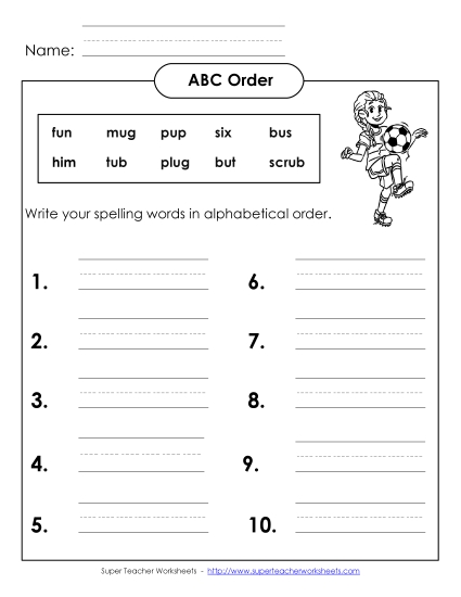 ABC Order - Write (A-5)