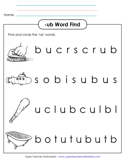 Circle the Words (-ub)