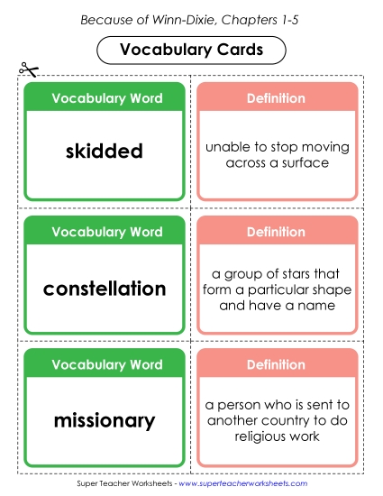 Vocabulary Cards for Chapters 1-5