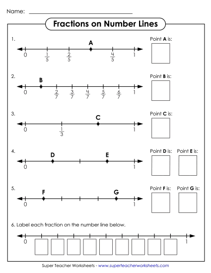 Missing Fractions on Number Lines