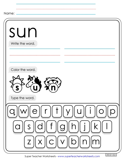 Write, Color, Type: Sun
