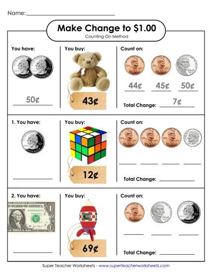 Making Change to $1<br>Counting On Method