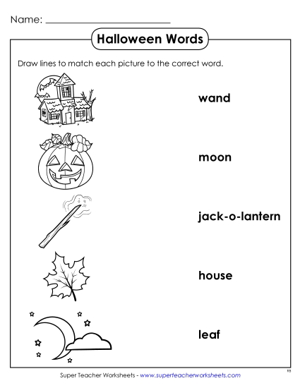 Word-Picture Match Halloween Worksheet