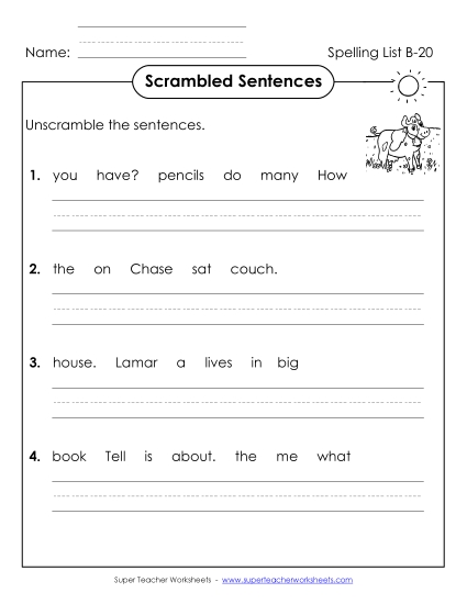 Scrambled Sentences (B-20)
