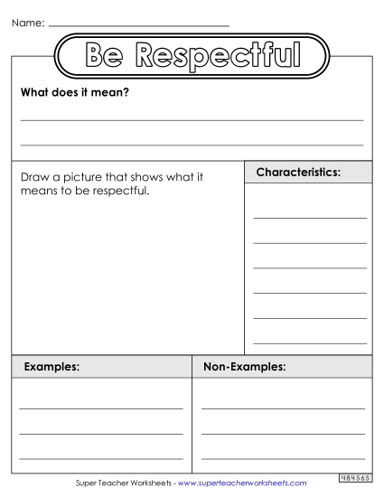 Be Respectful Worksheet (Blank Anchor Chart)