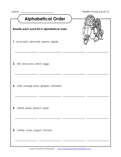 Alphabetical Order Groups (C-Healthy Foods)