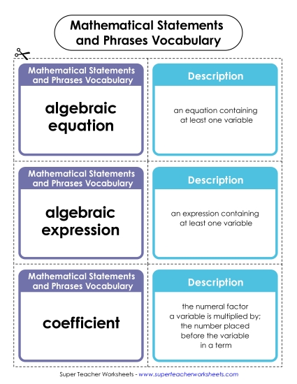 Math Statements and Phrases Vocab Cards
