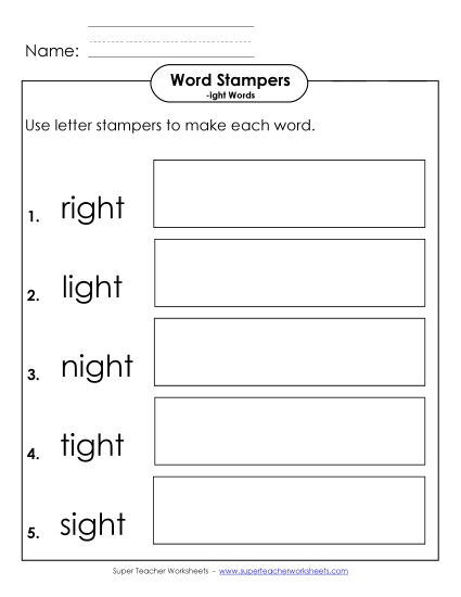 Letter Stampers Activity (-ight Words) 