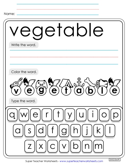 Write, Color, Type: Vegetable