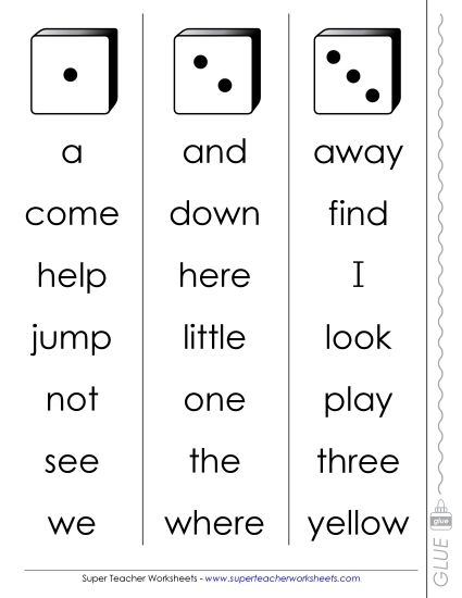 Dolch Dice Fluency Game:<br>Pre-Primer Level