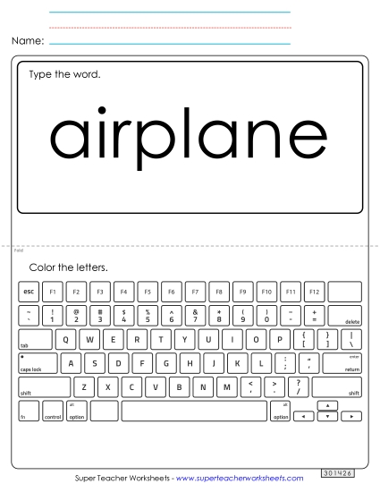 Type the Word: Airplane