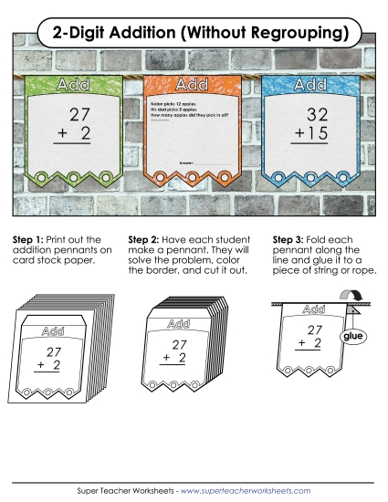 Pennants: 2-Digit Addition (Without Regrouping) 