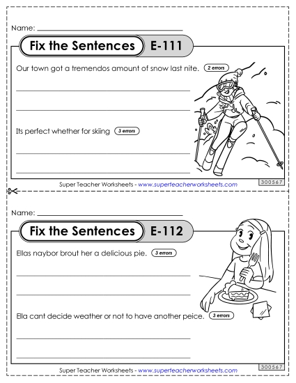 Fix the Sentences E-111 through E-115