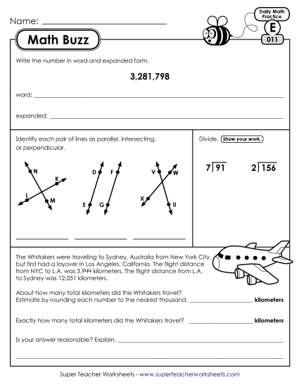 Math Buzz: Week 3<br>Worksheets 11 through 15