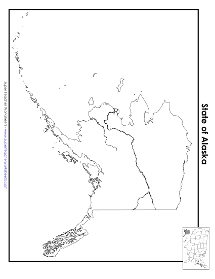 Blank Alaska Map<br>(No Bordering States)