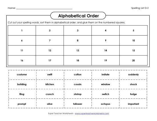 Alphabetical Order: Cut & Glue (D-2)