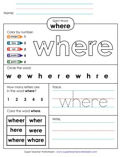 Worksheet 4: Where