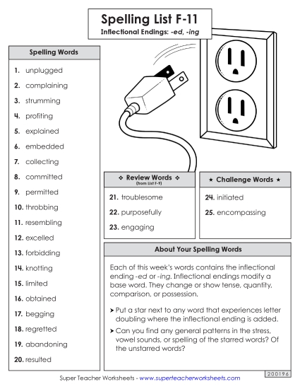 Spelling Word List (F-11)