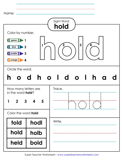 Worksheet 4: Hold