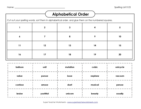 ABC Order: Cut and Glue (E-23)