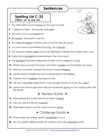 Spelling Test Sentences (C-23)