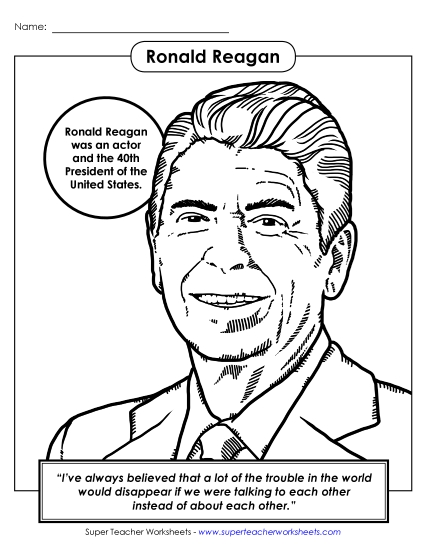 President #40: Reagan Coloring Page