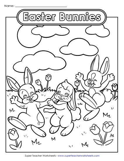 Coloring Page: Easter Bunnies