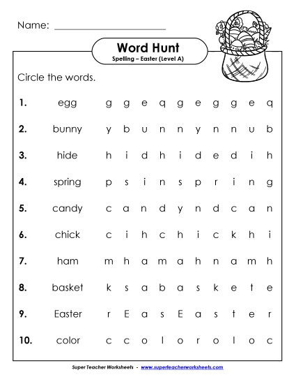 Horizontal Word Hunt (A-Easter)