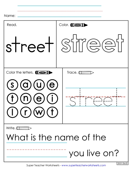 Worksheet 1: Street