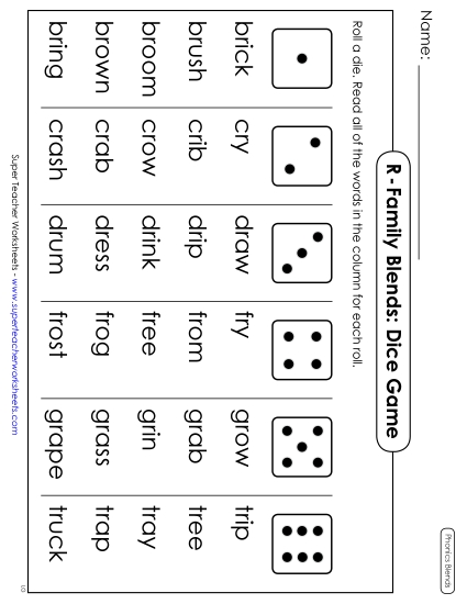Phonics Blend Dice Game