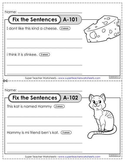 Fix the Sentences A-101 through A-105