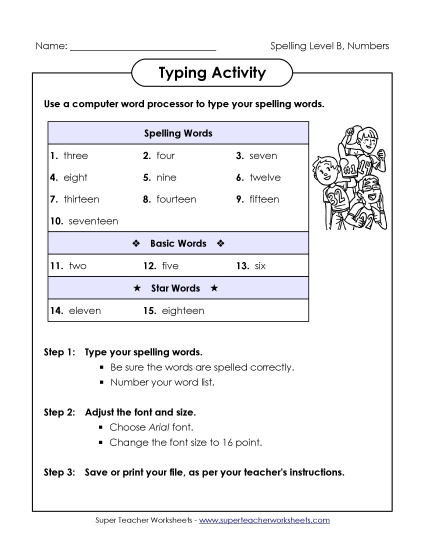 Typing Activity (B-Number Words) 