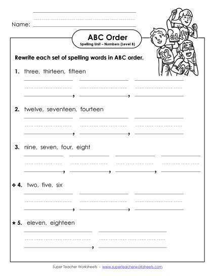 ABC Order - Word Sets (B-Number Words) 