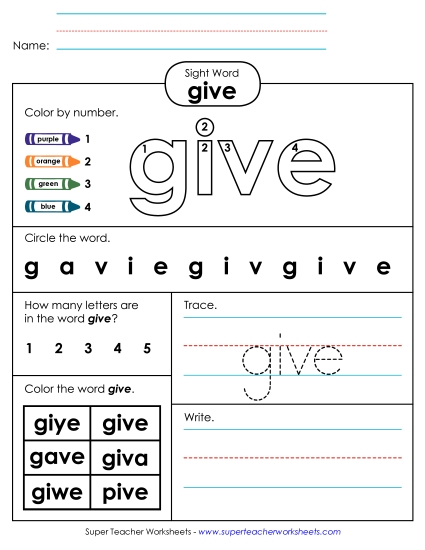 Worksheet 4: Give