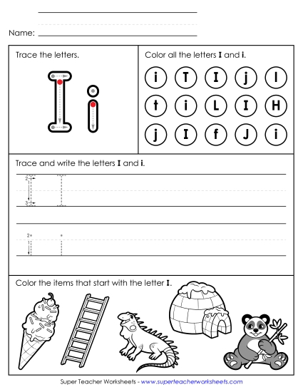 Tracing, Writing, and Recognizing Letter I