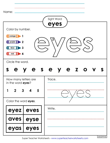 Worksheet 4: Eyes