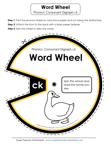 Word Wheel: <br>Words Ending with /ck/