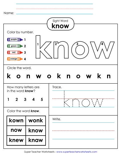 Worksheet 4: Know