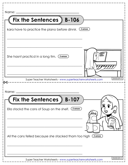 Fix the Sentences B-106 through B-110