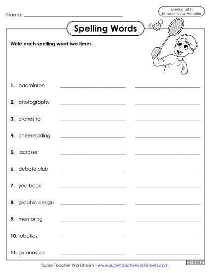 Write Words Twice (Extracurriculars)