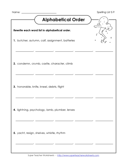 Alphabetical Order (E-9)
