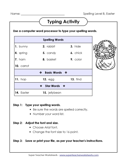 Typing Activity (B-Easter) 