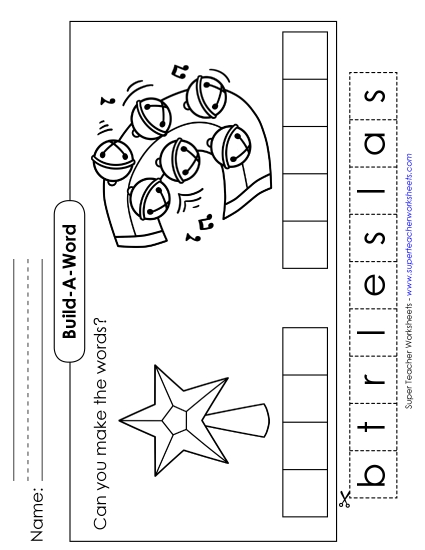 Build-a-Word: Star & Bells Christmas Worksheet