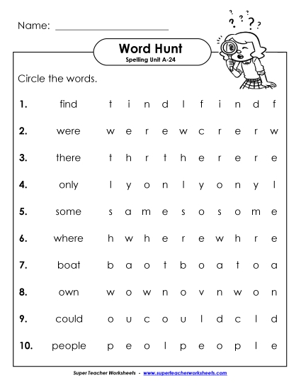 Horizontal Word Hunt (A-24)