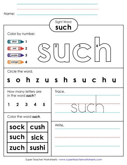 Worksheet 4: Such