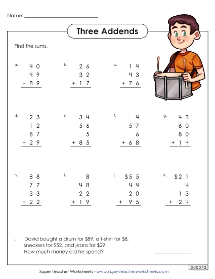 Addition with 4 Addends