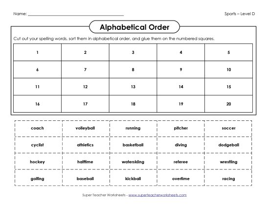 ABC Order: Cut and Glue