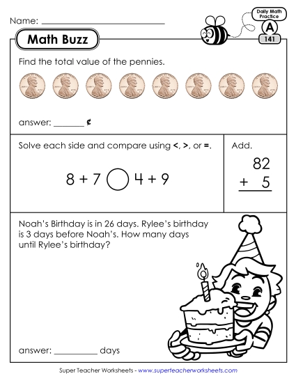 Math Buzz: Week 29<br>Worksheets 141 through 145