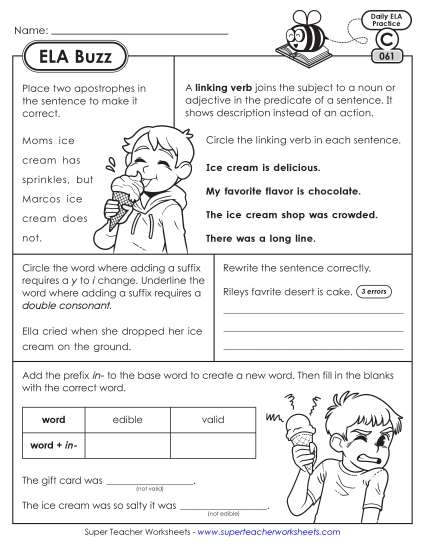 New ELA Buzz: Week 13<br>Worksheets 61 through 65 Worksheet